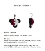 LB Hand Crochet "Rose" Earrings Halloween Ear Clip LOJL92