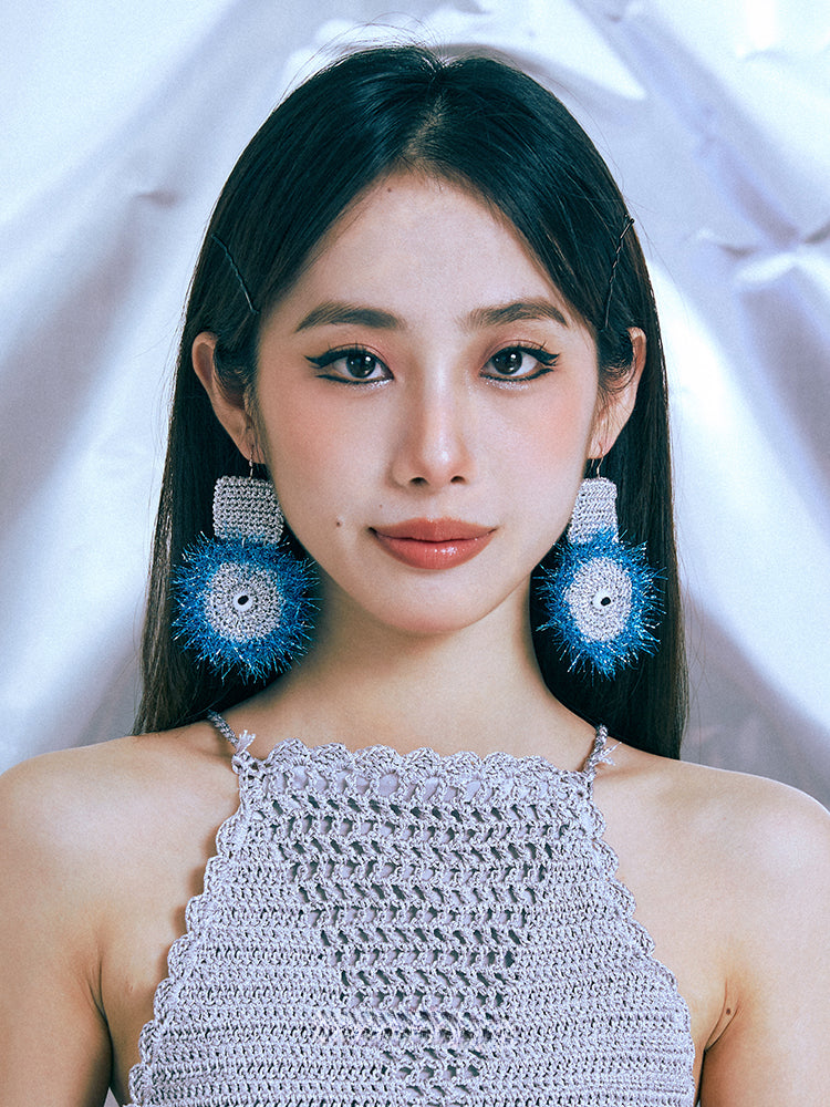 LB Hand Crochet "Square Round" Earrings LOJL106