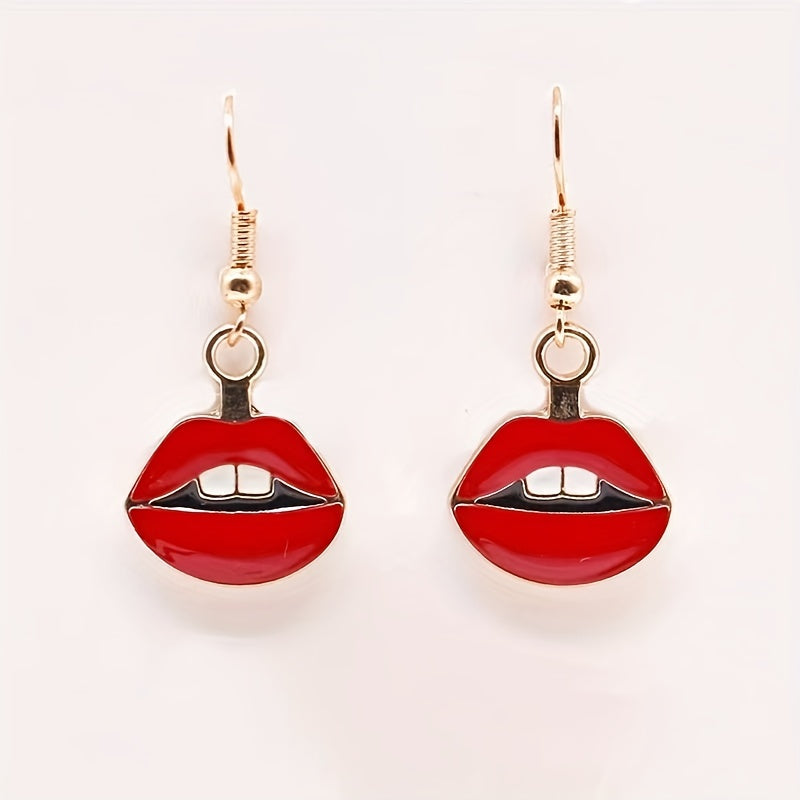 Make a statement with these vintage red lips drop earrings - perfect for parties and costumes