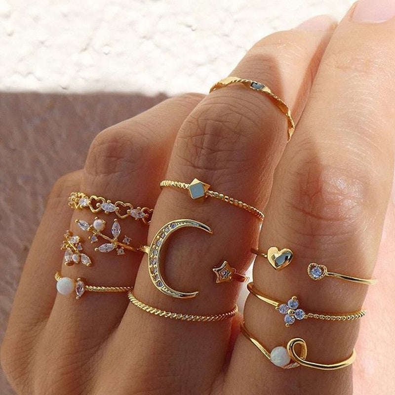 Hot Selling Metal Hollow Round Opening Rings Set