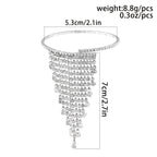 Sparkling Rhinestone Tassel Arm Bracelet - Adjustable Open Cuff Jewelry for a Sweet Look