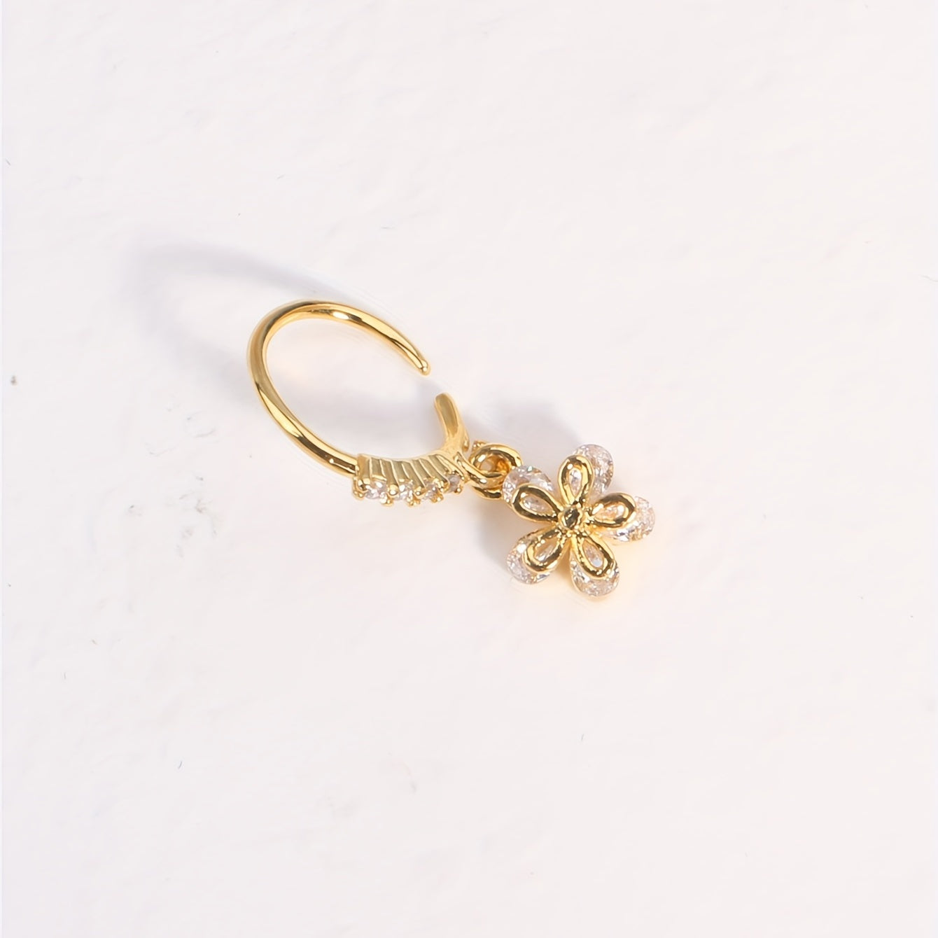 Add a Touch of Feminine Charm with our Flower Shape Pendant Nose Hoop Rings