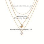 3pcs Faux Pearl Butterfly Necklace For Women Leisure Decor Jewelry