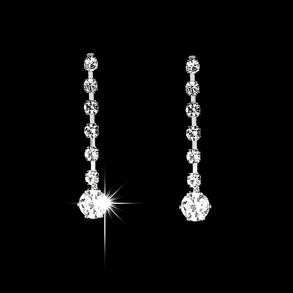 2pcs Elegant Sparkling Crystal Jewelry Set - Perfect for Weddings, Engagements, and Special Occasions - Silver Plated Birthstone Necklace and Earrings - Ideal Gift for Brides and Women