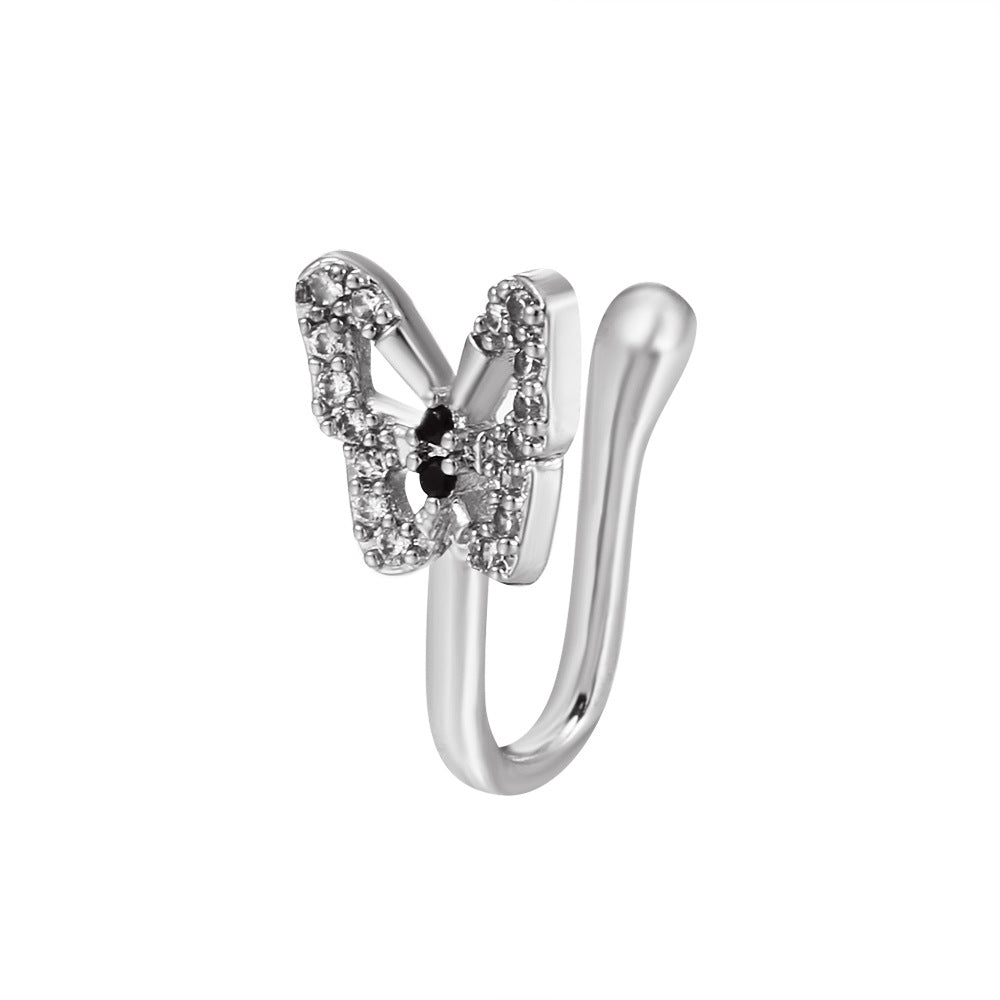 Add a Touch of Delicate Charm with our Butterfly U-shaped Fake Nose Ring for Women and Girls - Perfect for Everyday Wear!