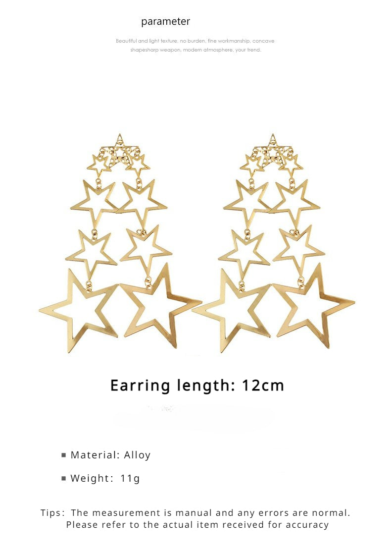 FN Star Long Pentagram Pendant Earrings LOJS94