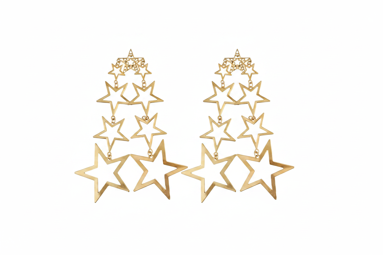 FN Star Long Pentagram Pendant Earrings LOJS94