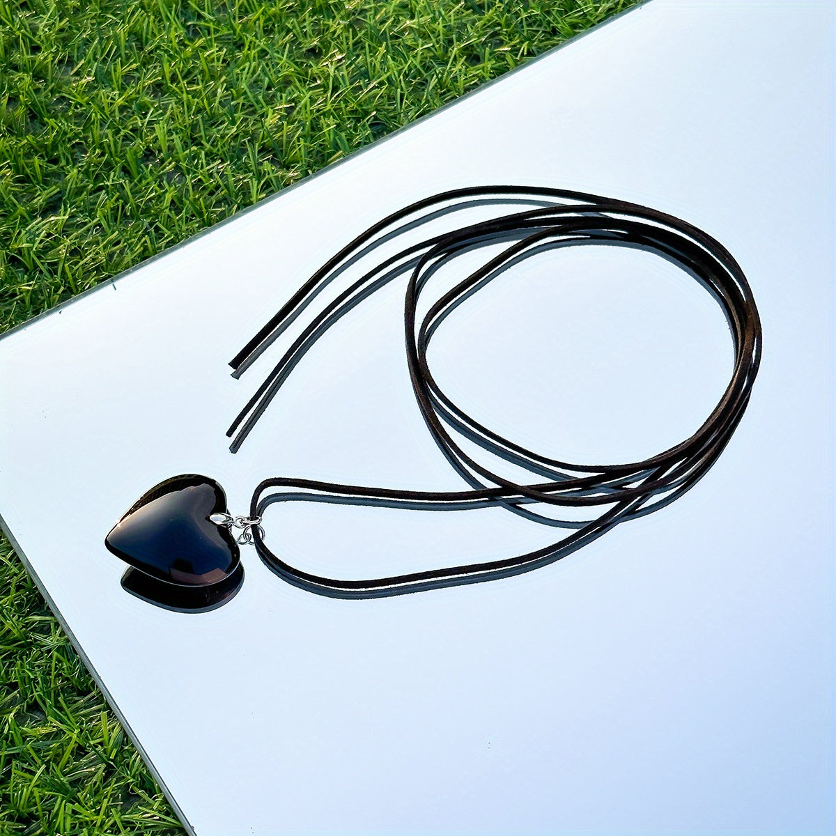 Gorgeous Colorful Love Heart Pendant Necklace - Adjustable Size & Black Velvet Strap