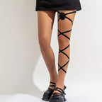 Personality Exaggerated Gothic Flower Elastic Crisscross Strappy Leg Chain Nightclub Body Chain Jewelry