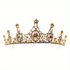 Elegant Vintage Small Baroque Crystal Tiaras Crowns, Halloween Hair Accessories, Bridal Jewelry, Rhinestone Crystal Diadem