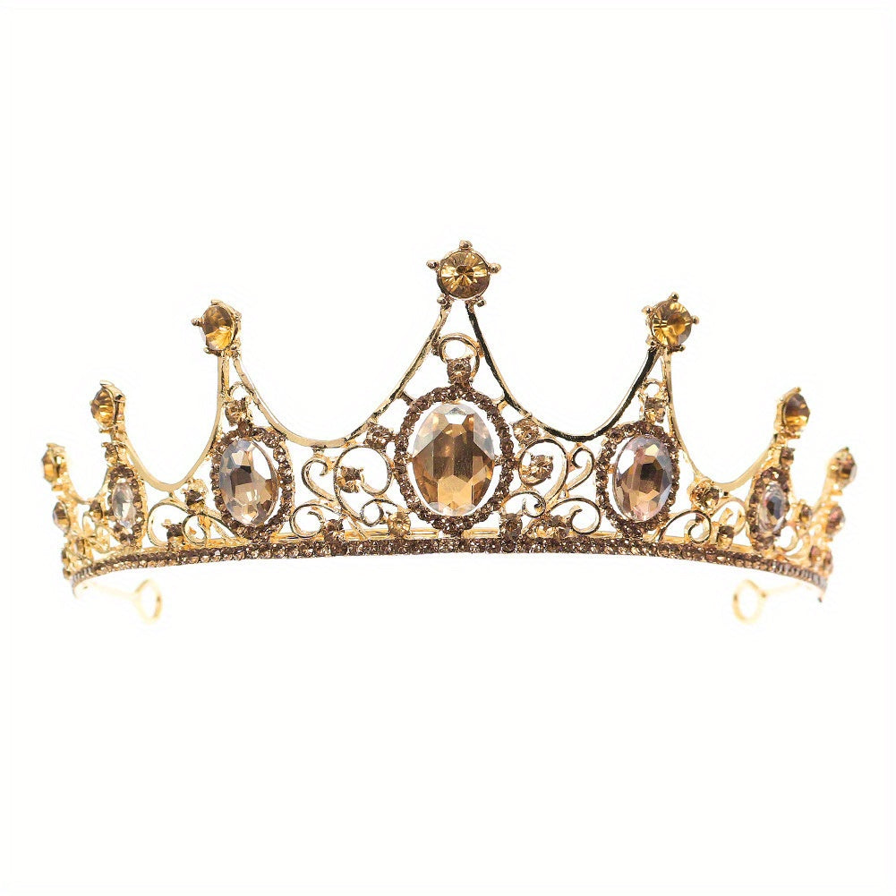Elegant Vintage Small Baroque Crystal Tiaras Crowns, Halloween Hair Accessories, Bridal Jewelry, Rhinestone Crystal Diadem