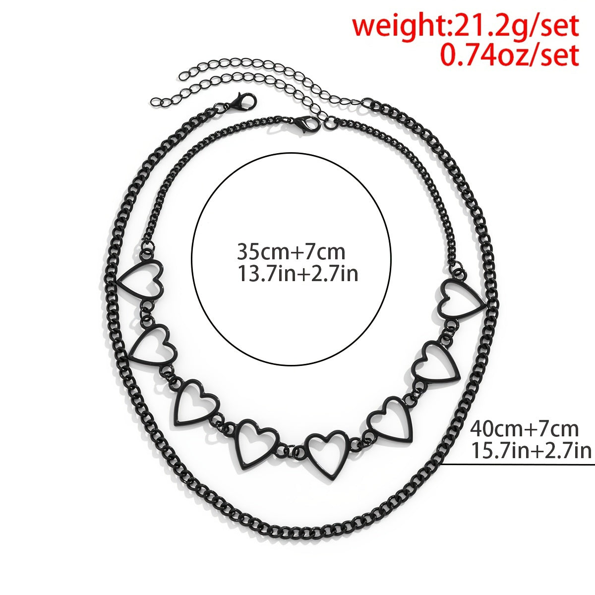 Hollow Out Heart Set Necklace 2 Piece Pack Women's Fashion Jewelry Holiday Style