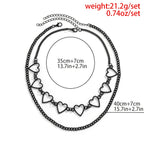 Hollow Out Heart Set Necklace 2 Piece Pack Women's Fashion Jewelry Holiday Style