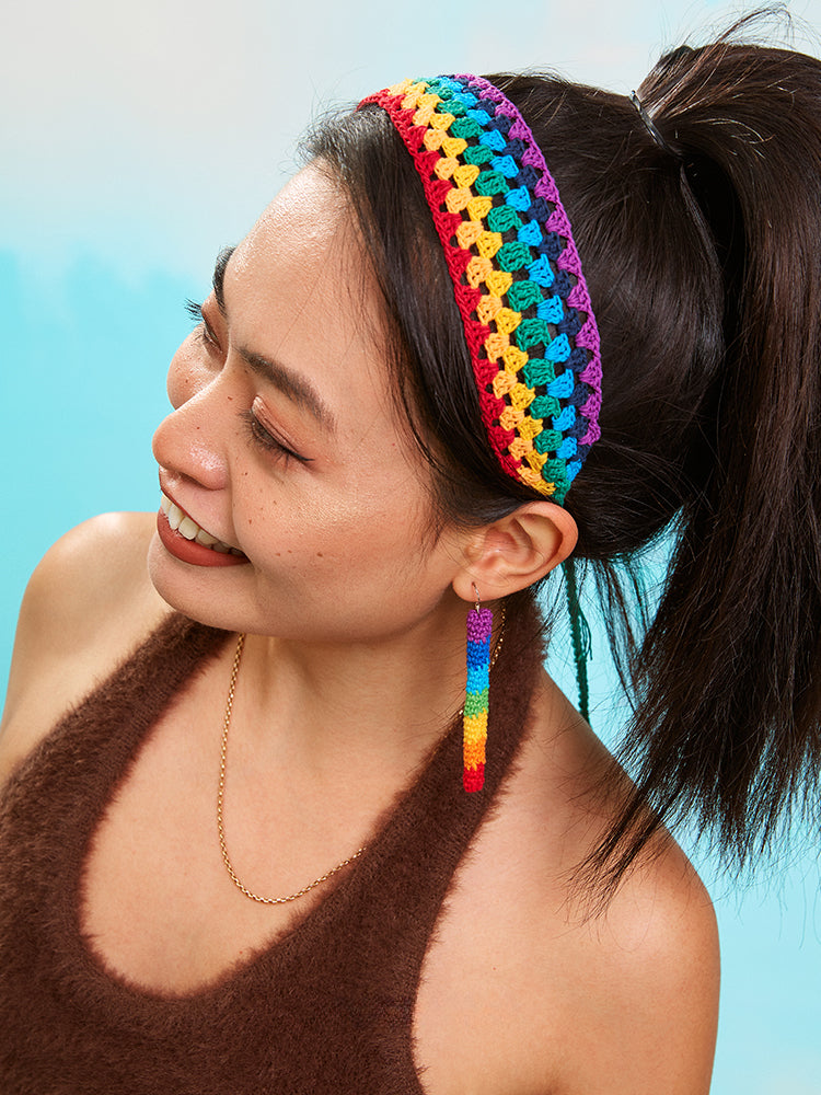 LB Rainbow Knitted Headband Daily Hair Accessories LOJL59