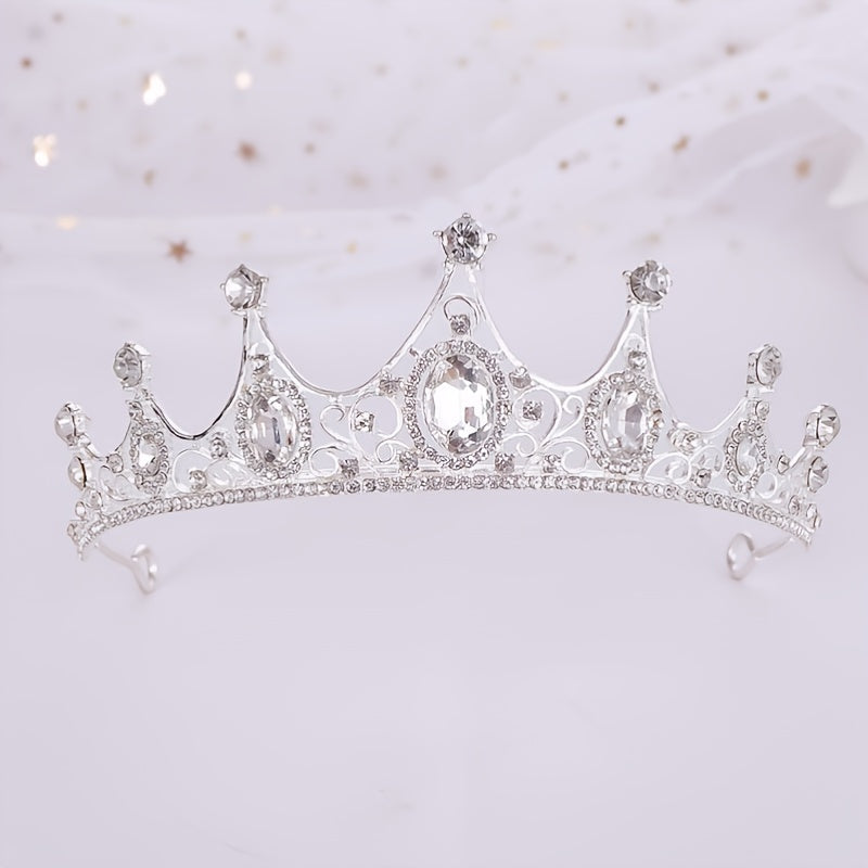 Elegant Vintage Small Baroque Crystal Tiaras Crowns, Halloween Hair Accessories, Bridal Jewelry, Rhinestone Crystal Diadem