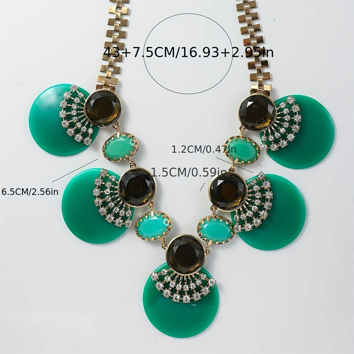 Arabia Style Luxury Alloy Gem Necklace Acrylic Beads Statement Necklace Women's Prom Banquet Accessories