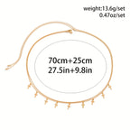 2 Pcs Vintage Style Stackable Waist Chain Set Boho Style Belly Jewelry Body Chain