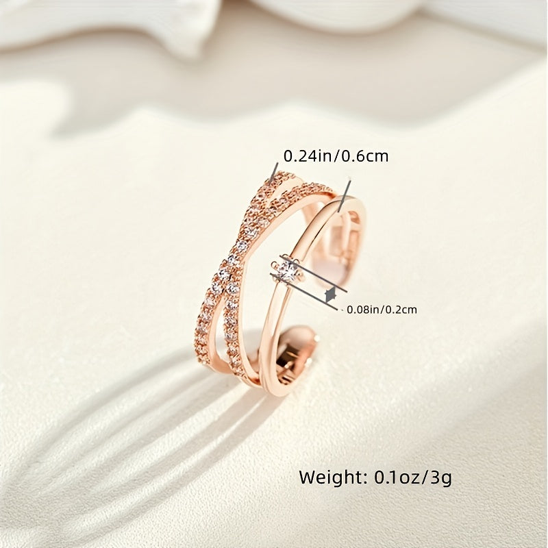 Kpop 14k Gold Plated Ring Multi Layers Inlaid Zircon Fashion Jewelry For Female Daily Decor Party Accessory