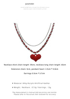 FN Multilayer Chain Love Collar Chain Earring Necklace LOJS48