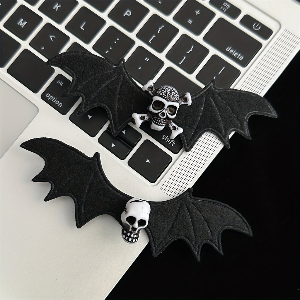 2pcs Punk Bat Hair Clip Halloween Skull Duckbill Clip Horror Bat Wing Alligator Clip For Women Girls Party Festival Decoration
