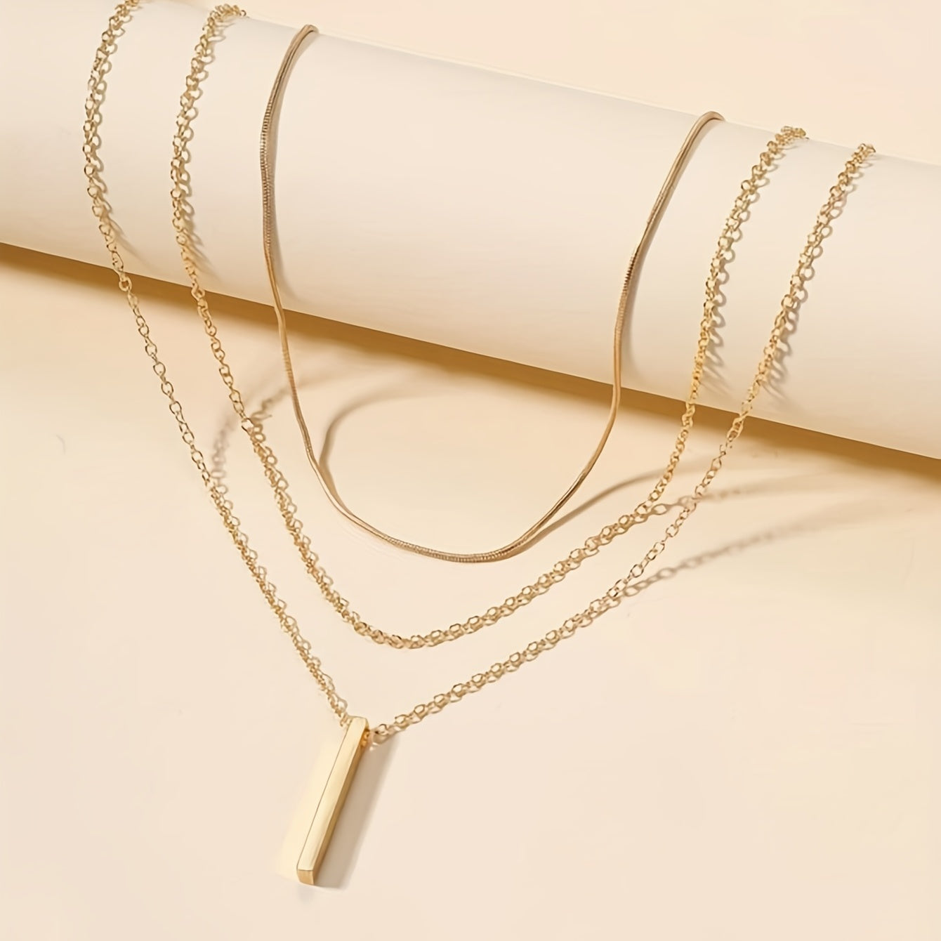 Simple Long Strip Pendant Multilayer Necklace Minimalist Style Necklace Jewelry Gift