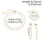 4pcs Earrings Necklace Plus Bracelet Classic Jewelry Set Match Daily Outfits Perfect Decor For Summer Vacation Wear Them To The Beach And Enjoy Your Holliday