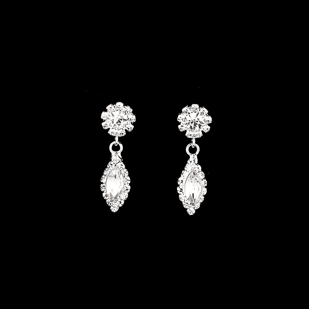 Exquisite Jewelry Set Flower & Leaf Shaped Zircon Pendant Necklace & Dangle Earrings / Chain Bracelet Wedding Photography