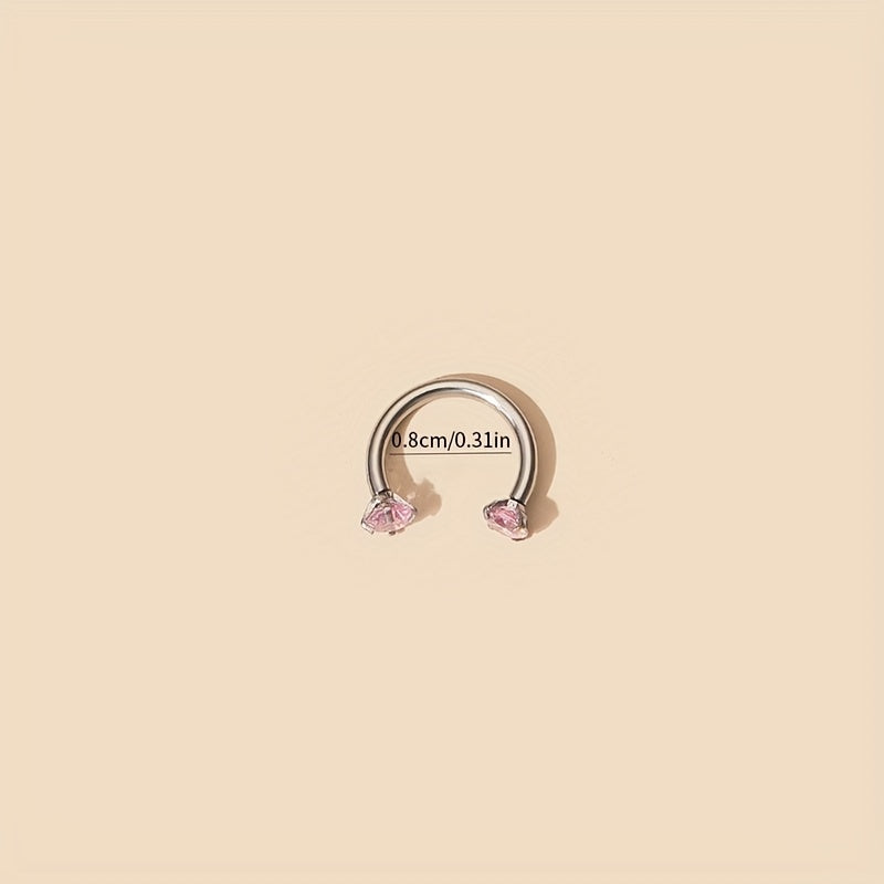 Female Horseshoe C-shaped Double Head Zircon Nose Ring Simple Style Nose Piercing Accessory