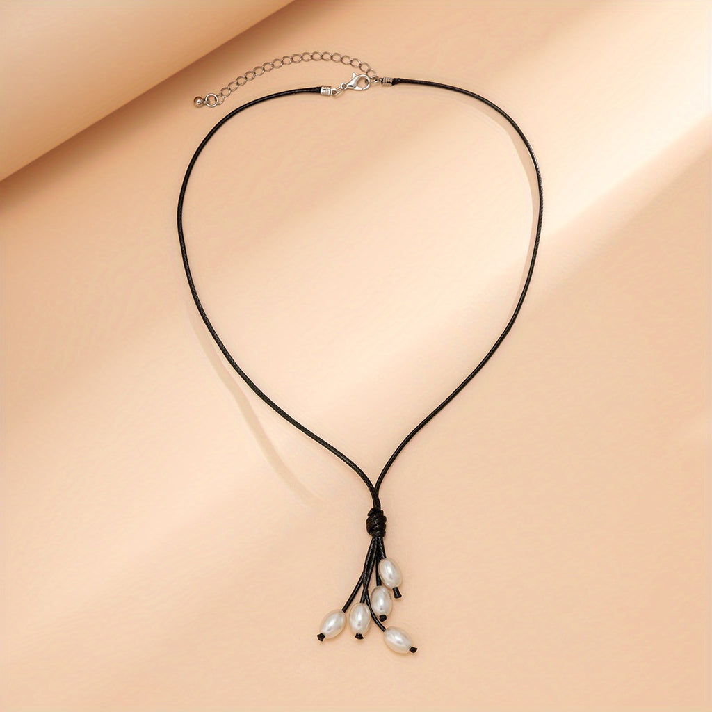 Elevate Your Style with Our Leather Pearl Choker Necklace - Perfect Valentines Day Gift Under $50! Lightweight and Longer Than Expected, Ideal for Casual Wear. Fast Shipping Guaranteed!