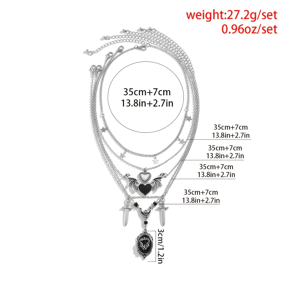 5-Piece Vintage Arrow Heart Pendant Set - Perfect Gift for Women, Mom, Wife, and Girls!
