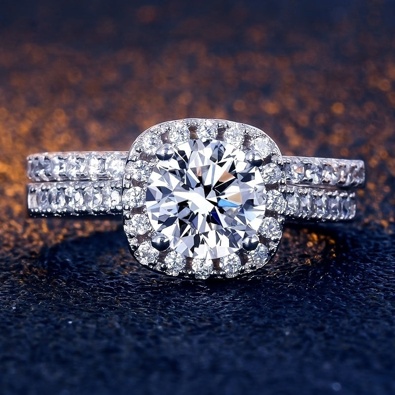 Sparkle on Your Special Day with Our Inlaid Shiny White Zircon Engagement Ring for Women - Perfect for Parties and Bridal Jewelry