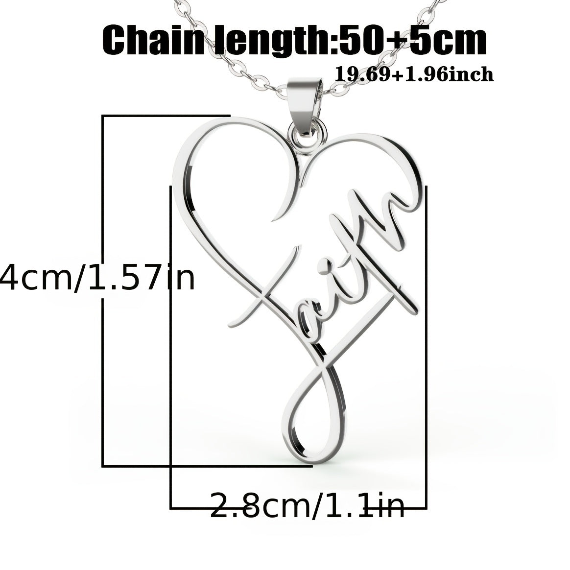 Stainless Steel Heart-Shaped Christian Faith Pendant Necklace for Men and Women - Perfect Gift for Church, Prayer and Religious Occasions