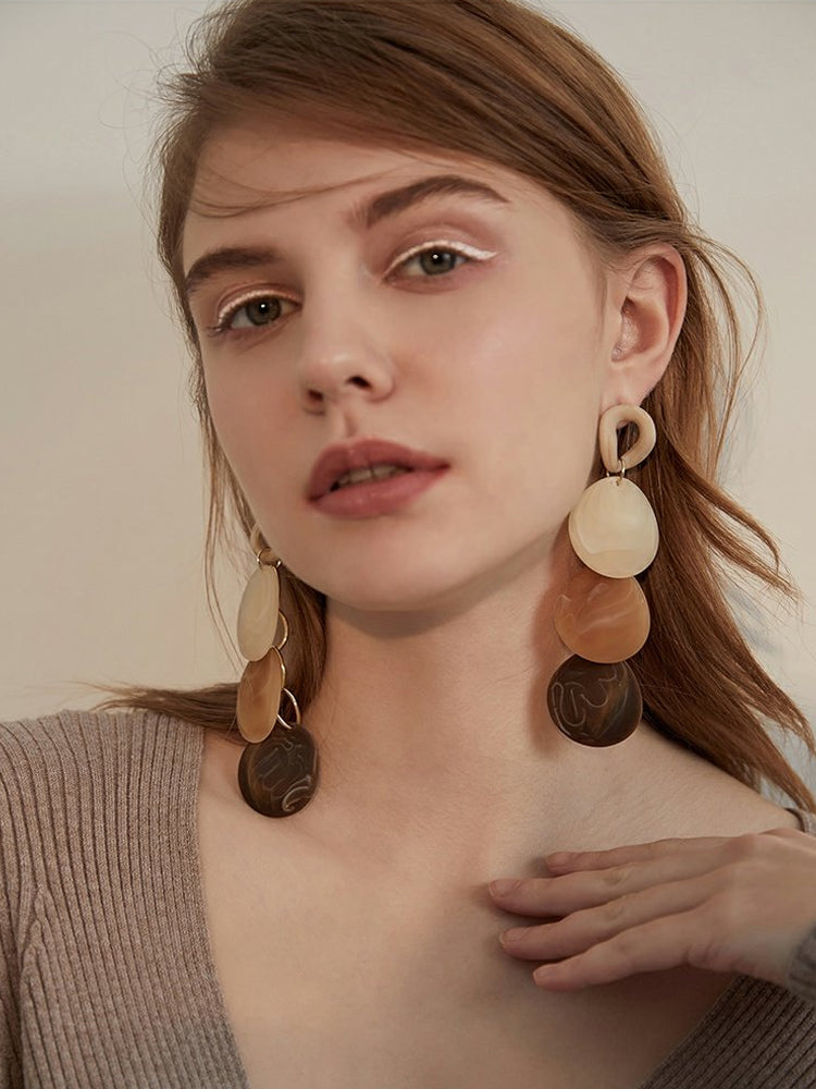 FN Exaggerated Acrylic Oval Ball Earrings LOJS132