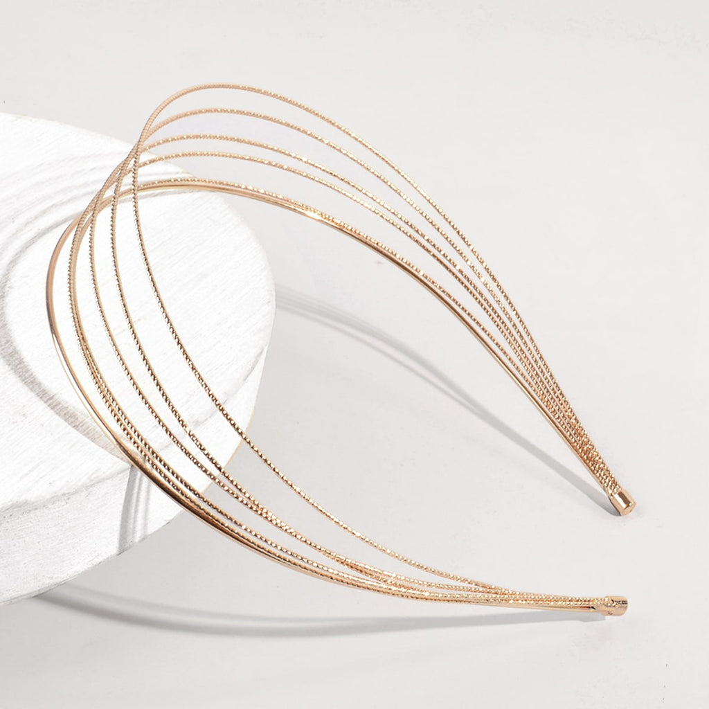 Add a Touch of Luxury to Your Look with Our Golden Alloy Metal Wide Hair Band Head Band - Perfect for Parties and Proms!