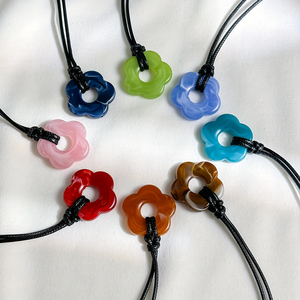 Gorgeous Colorful Acrylic Flower Braided Necklace - Adjustable Size & Click-Rate Better Title