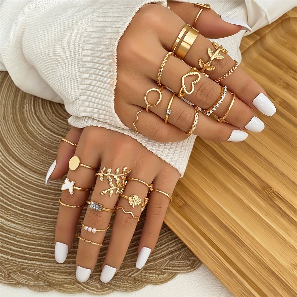 24pcs Y2k Ring Set Spinner Beads Trendy Patterns Hip Hop Punk Style Best Choices For Party Bar And Casual Activities