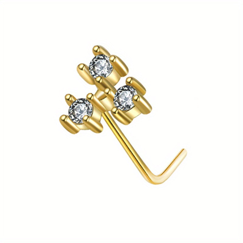 Add a touch of elegance to your nose piercing with our L Shape Nose Ring Studs adorned with CZ Butterfly Heart Moon Flower design