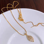 14K Gold Plated Leaf Shape Necklace Fashion Gift for Women LJ37