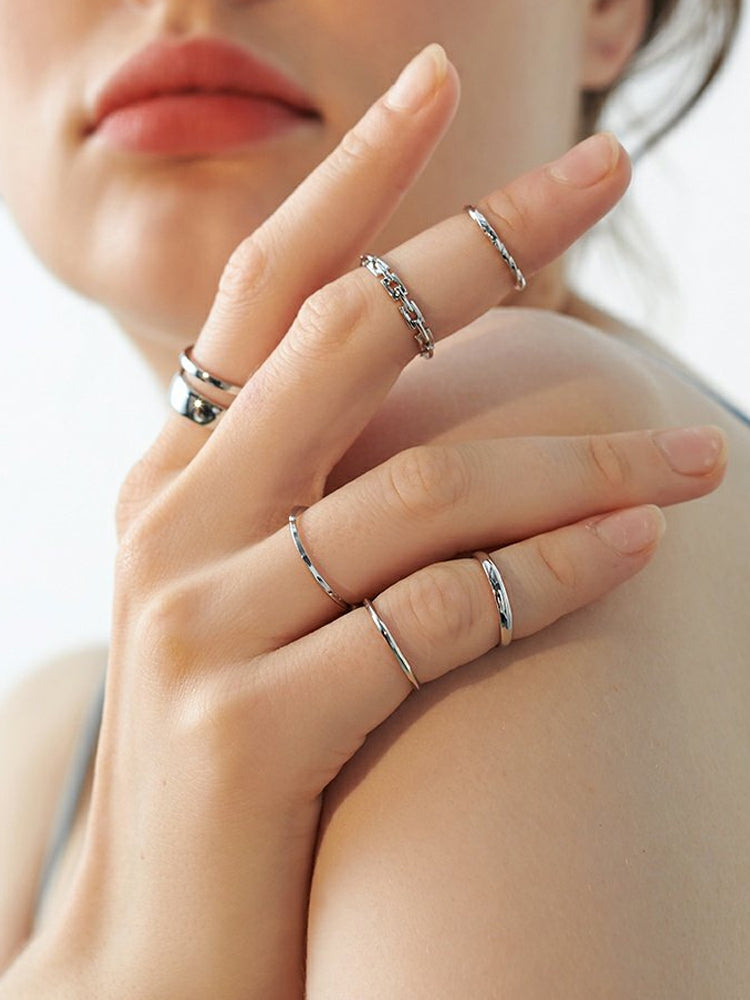 FN Simple Circle Ring 7-piece Set Tail Ring LOJS25
