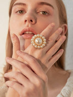 FN Simple Artificial Pearl Flower Ring LOJS26