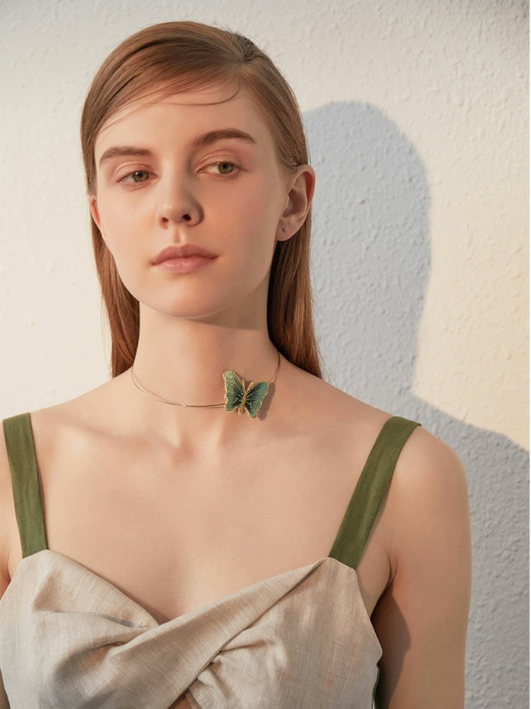 FN Temperament Clavicle Chain Butterfly Necklace LOJS33