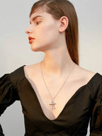 FN Cross Long Chain Pendant Couple Necklace LOJS70