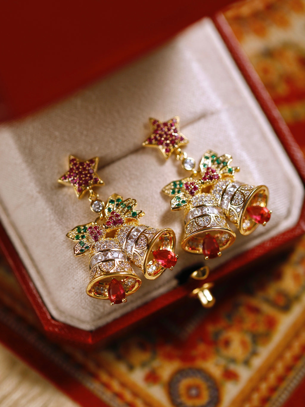 Zircon Christmas Bell Star Earring Clip LJC25