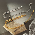 Hand crafted half layer with double layer bead titanium steel 18K gold plating