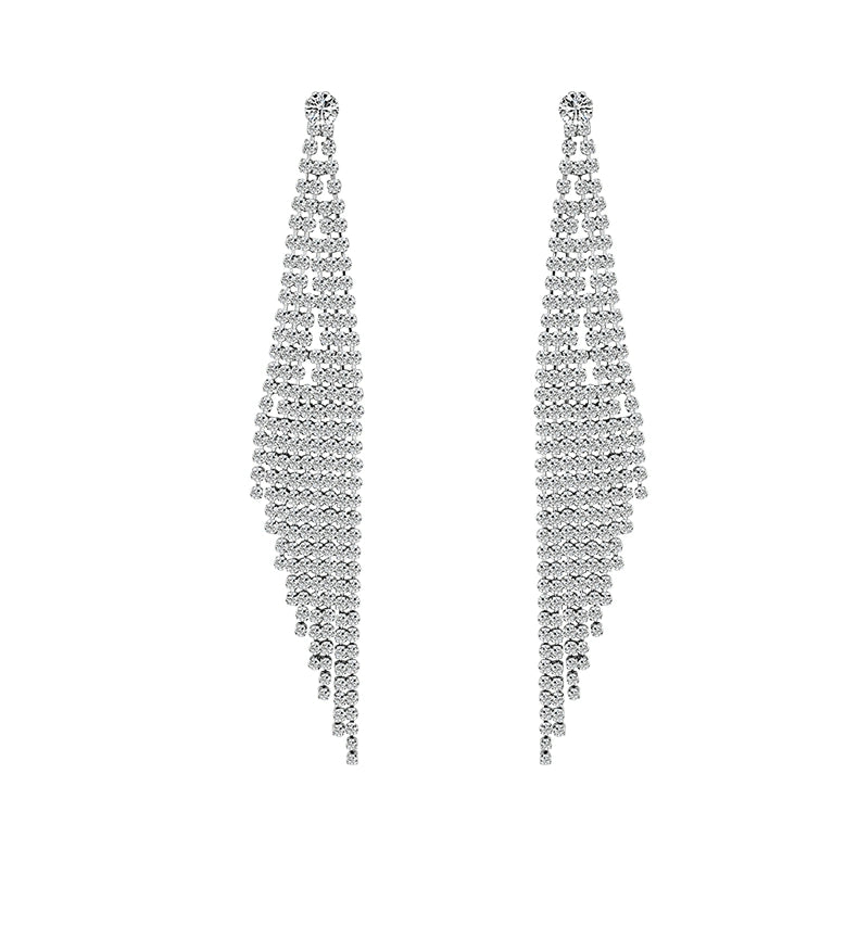 FN Artificial Rhinestone Tassel Long 925 Silver Needle Earrings LOJS109