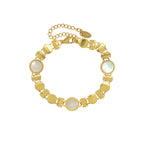 White Seashell geometric personality titanium steel 18K gold plated