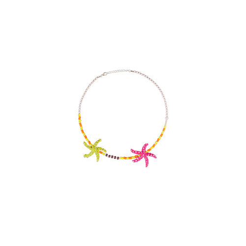 LB Colored Beaded Necklace Starfish Pendant Clavicle Chain LOJL39