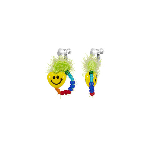 LB Hand Crochet  "Rainbow Smiley Heart" Earrings LOJL89