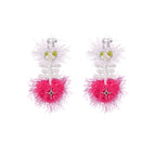 LB Hand Crochet "Fishbone" Earrings Long Ear Clip LOJL98