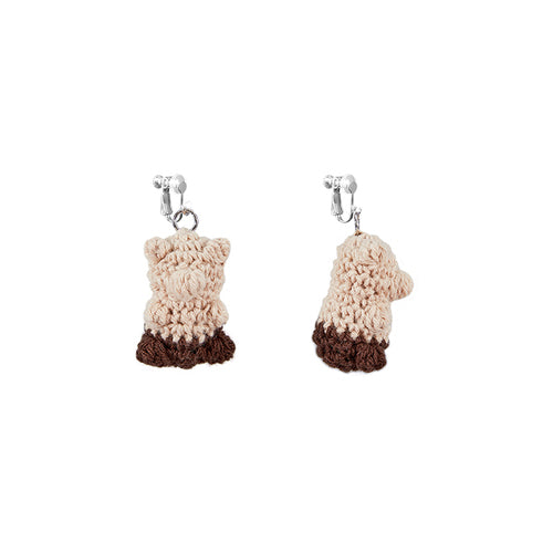 LB Hand Crochet "Little Bear" Earrings Cute Ear Clip LOJL97